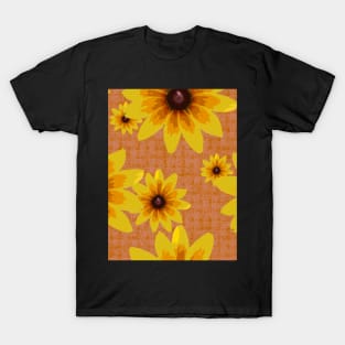 Blackeyed Susan on Burlap Orange Repeat 5748 T-Shirt